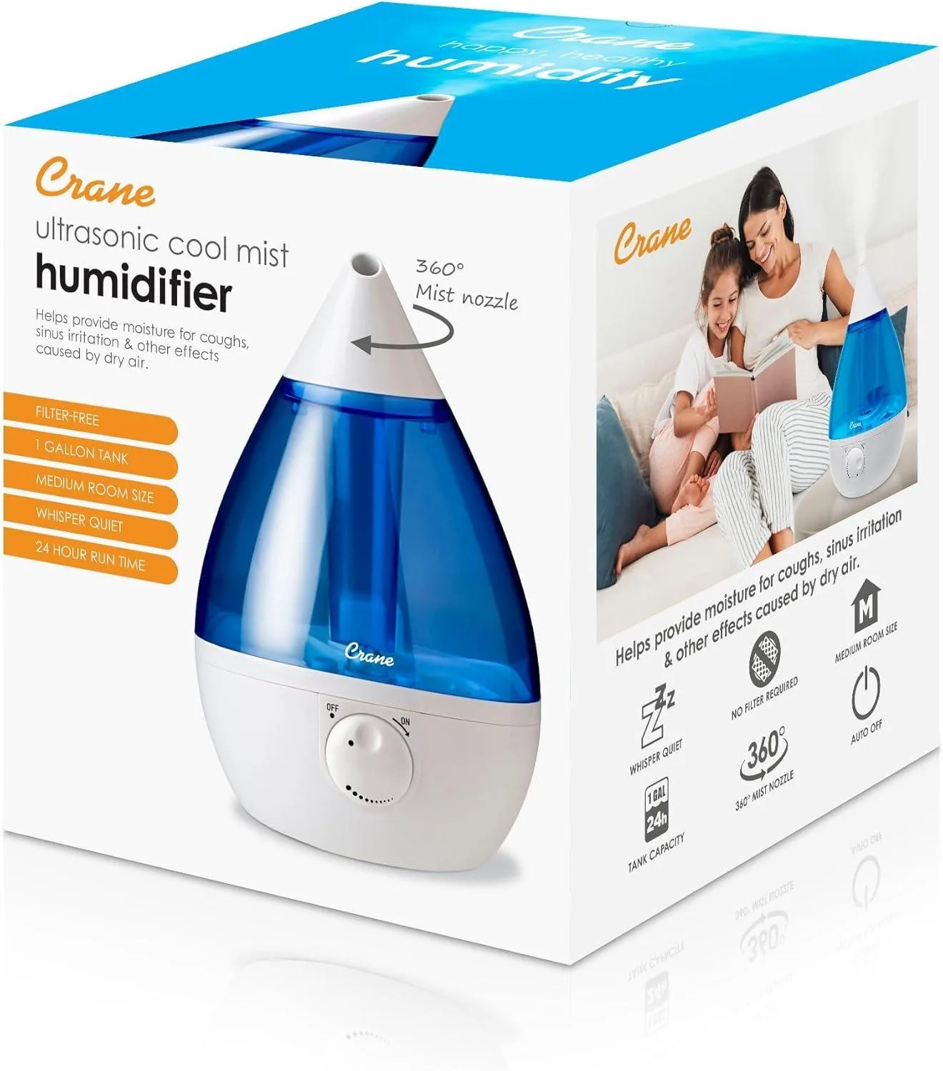 Crane Ultrasonic Cool Mist Humidifier: Stylish Relief & Comfort