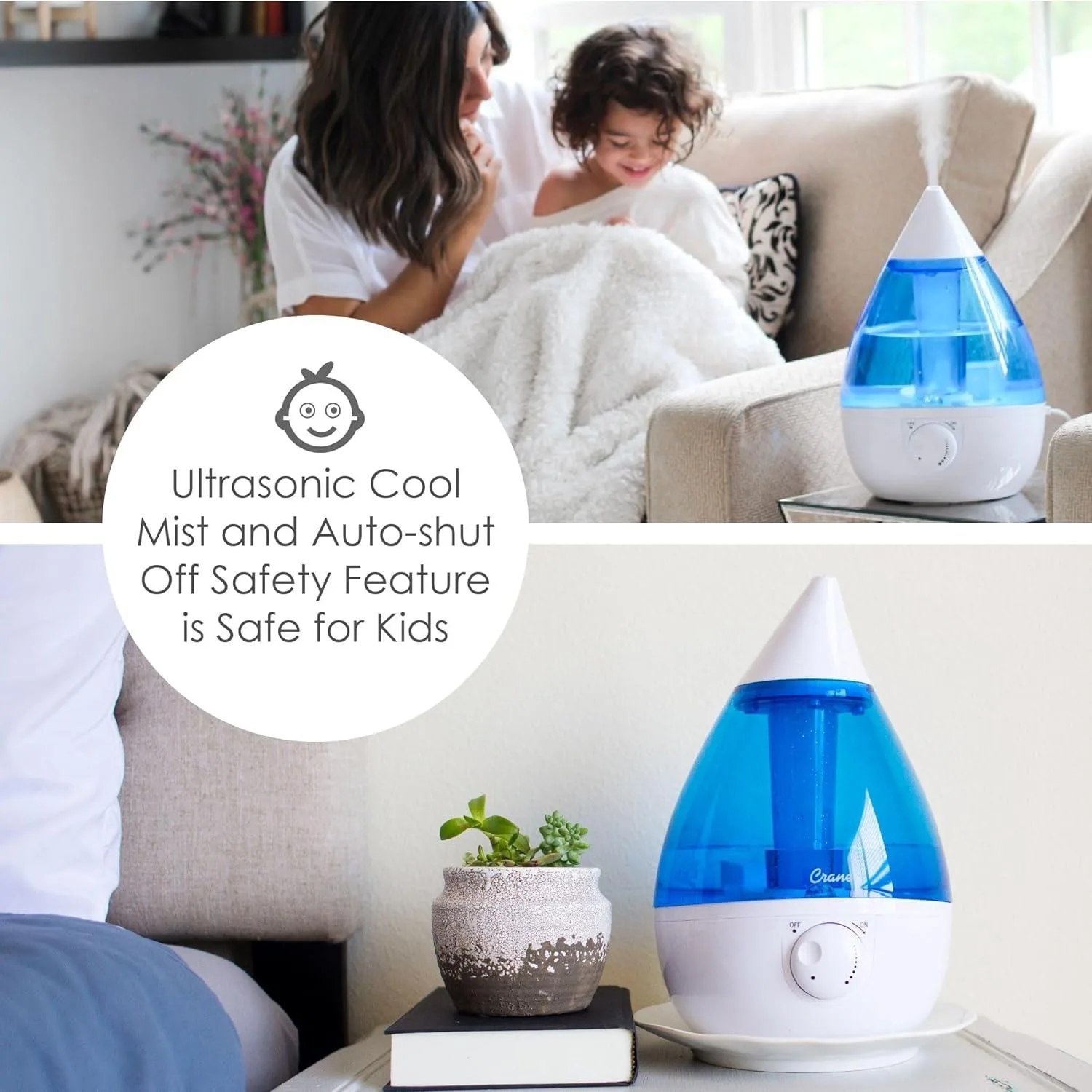 Crane Ultrasonic Cool Mist Humidifier: Stylish Relief & Comfort
