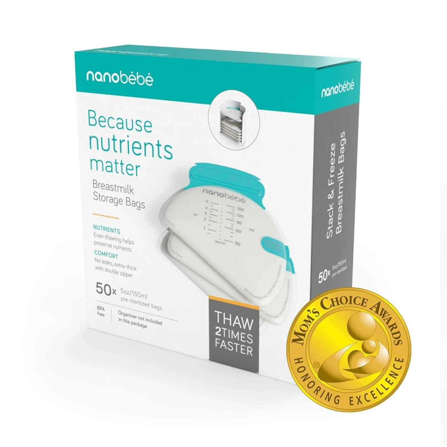 NANOBÉBÉ Breastmilk Bags: Faster Thawing & Nutrient Protection